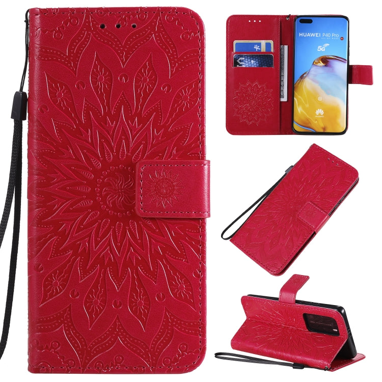 Pressed Printing Sunflower Pattern Horizontal Flip PU Leather Case with Holder & Card Slots & Wallet & Lanyard, For Huawei P40, For Huawei P40 Pro, For Huawei P40 Lite / Nova 6 se