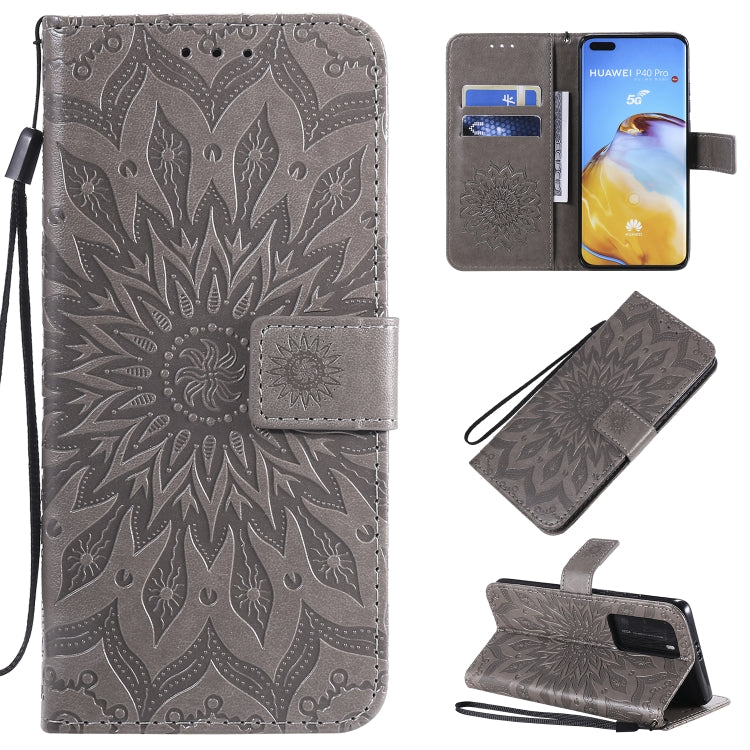 Pressed Printing Sunflower Pattern Horizontal Flip PU Leather Case with Holder & Card Slots & Wallet & Lanyard, For Huawei P40, For Huawei P40 Pro, For Huawei P40 Lite / Nova 6 se