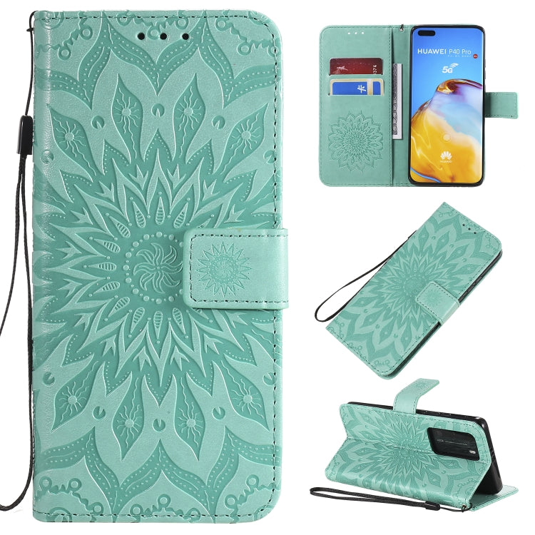 Pressed Printing Sunflower Pattern Horizontal Flip PU Leather Case with Holder & Card Slots & Wallet & Lanyard, For Huawei P40, For Huawei P40 Pro, For Huawei P40 Lite / Nova 6 se