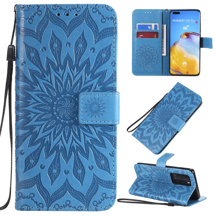 Pressed Printing Sunflower Pattern Horizontal Flip PU Leather Case with Holder & Card Slots & Wallet & Lanyard, For Huawei P40, For Huawei P40 Pro, For Huawei P40 Lite / Nova 6 se