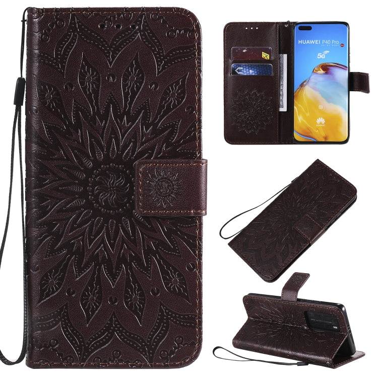 Pressed Printing Sunflower Pattern Horizontal Flip PU Leather Case with Holder & Card Slots & Wallet & Lanyard, For Huawei P40, For Huawei P40 Pro, For Huawei P40 Lite / Nova 6 se