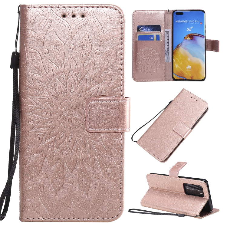 Pressed Printing Sunflower Pattern Horizontal Flip PU Leather Case with Holder & Card Slots & Wallet & Lanyard, For Huawei P40, For Huawei P40 Pro, For Huawei P40 Lite / Nova 6 se