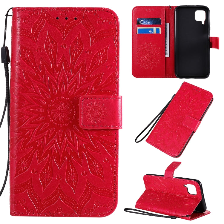 Pressed Printing Sunflower Pattern Horizontal Flip PU Leather Case with Holder & Card Slots & Wallet & Lanyard, For Huawei P40, For Huawei P40 Pro, For Huawei P40 Lite / Nova 6 se