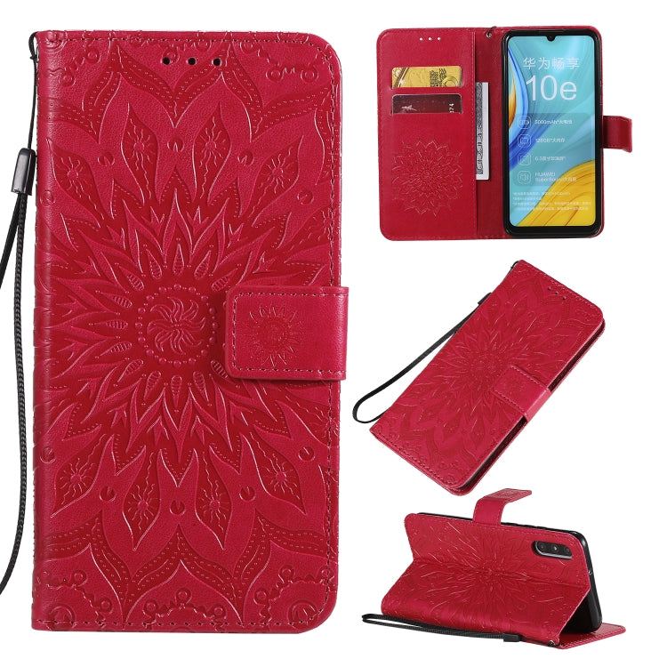 Pressed Printing Sunflower Pattern Horizontal Flip PU Leather Case with Holder & Card Slots & Wallet & Lanyard, For Huawei Enjoy 10e, For Galaxy A01, For Galaxy A21