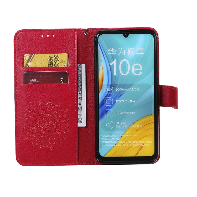 Pressed Printing Sunflower Pattern Horizontal Flip PU Leather Case with Holder & Card Slots & Wallet & Lanyard, For Huawei Enjoy 10e, For Galaxy A01, For Galaxy A21