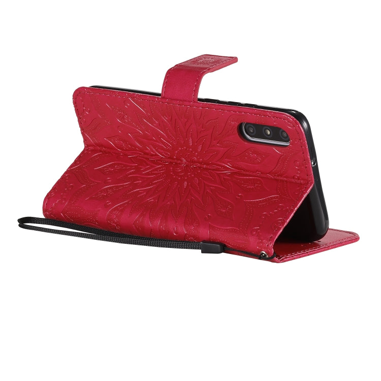 Pressed Printing Sunflower Pattern Horizontal Flip PU Leather Case with Holder & Card Slots & Wallet & Lanyard, For Huawei Enjoy 10e, For Galaxy A01, For Galaxy A21