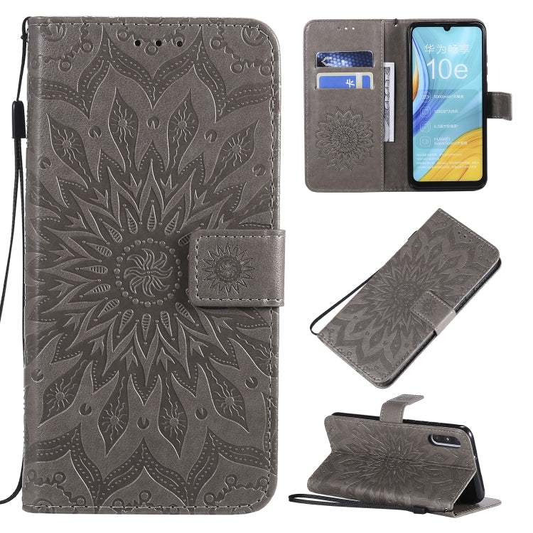 Pressed Printing Sunflower Pattern Horizontal Flip PU Leather Case with Holder & Card Slots & Wallet & Lanyard, For Huawei Enjoy 10e, For Galaxy A01, For Galaxy A21