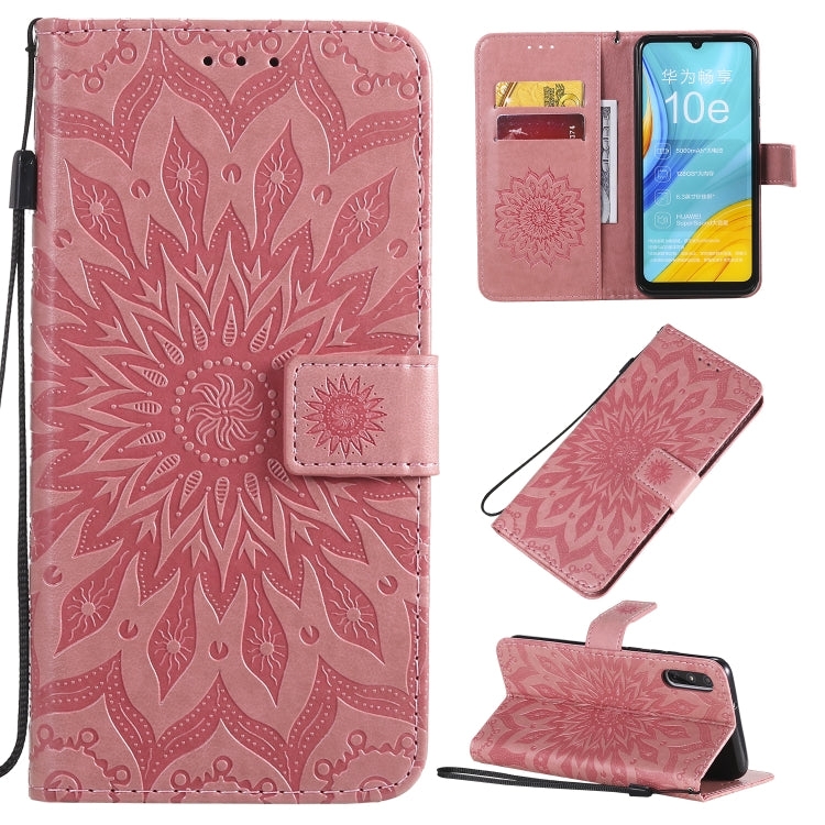 Pressed Printing Sunflower Pattern Horizontal Flip PU Leather Case with Holder & Card Slots & Wallet & Lanyard, For Huawei Enjoy 10e, For Galaxy A01, For Galaxy A21