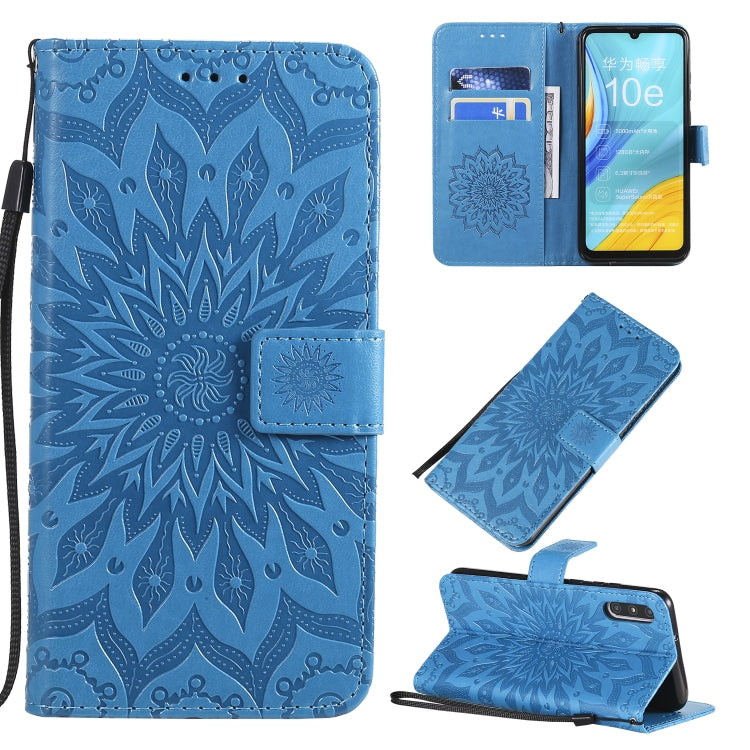 Pressed Printing Sunflower Pattern Horizontal Flip PU Leather Case with Holder & Card Slots & Wallet & Lanyard, For Huawei Enjoy 10e, For Galaxy A01, For Galaxy A21
