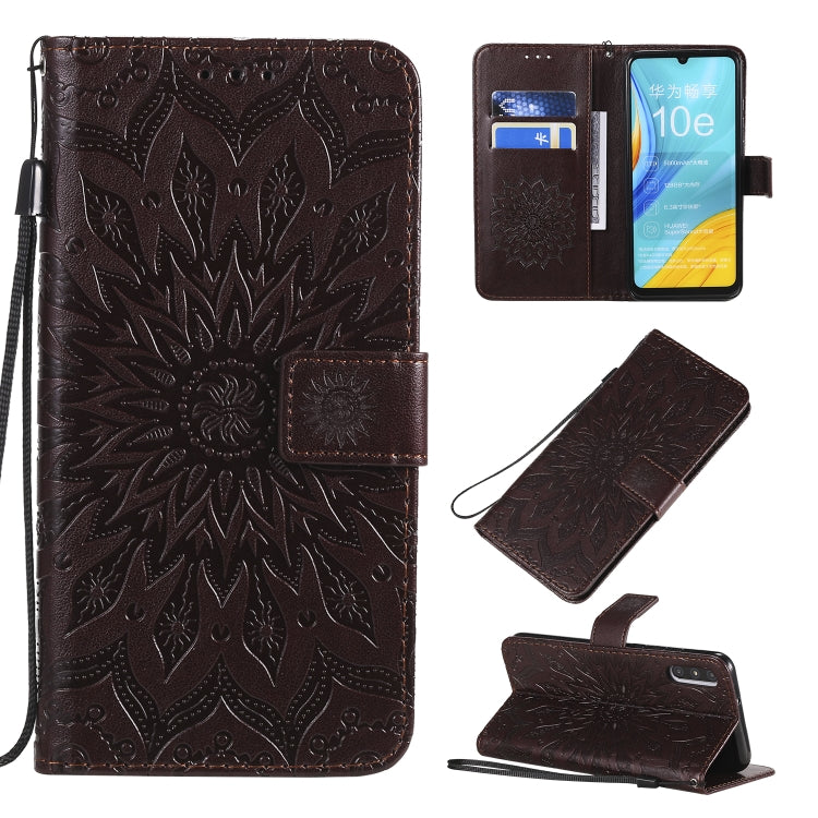Pressed Printing Sunflower Pattern Horizontal Flip PU Leather Case with Holder & Card Slots & Wallet & Lanyard, For Huawei Enjoy 10e, For Galaxy A01, For Galaxy A21