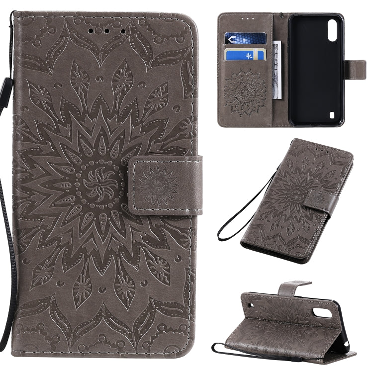 Pressed Printing Sunflower Pattern Horizontal Flip PU Leather Case with Holder & Card Slots & Wallet & Lanyard, For Huawei Enjoy 10e, For Galaxy A01, For Galaxy A21