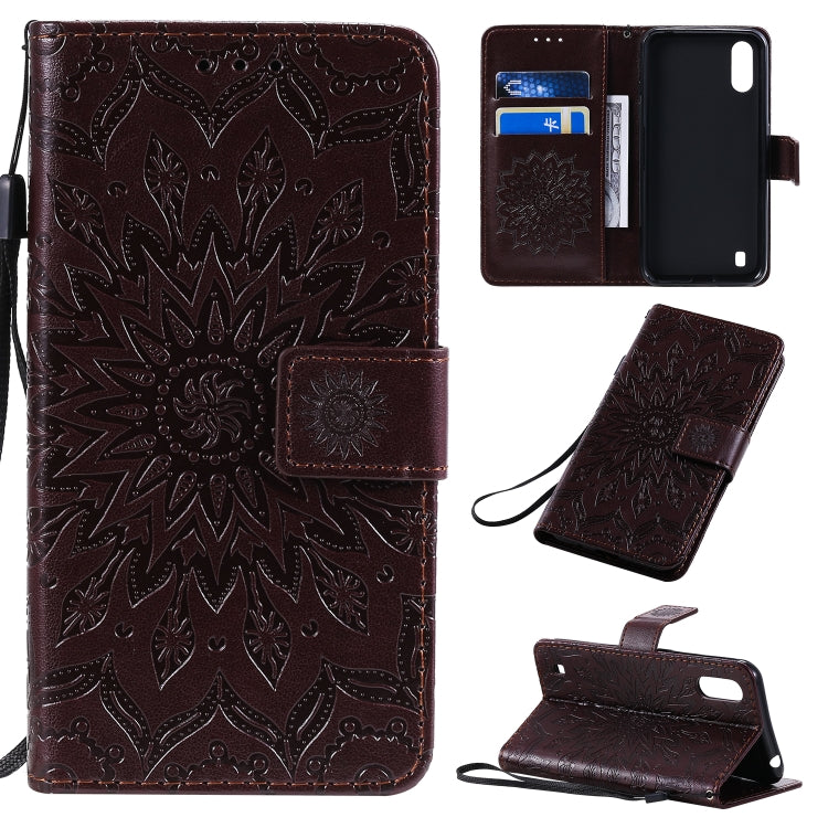 Pressed Printing Sunflower Pattern Horizontal Flip PU Leather Case with Holder & Card Slots & Wallet & Lanyard, For Huawei Enjoy 10e, For Galaxy A01, For Galaxy A21