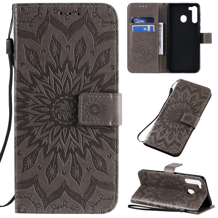 Pressed Printing Sunflower Pattern Horizontal Flip PU Leather Case with Holder & Card Slots & Wallet & Lanyard, For Huawei Enjoy 10e, For Galaxy A01, For Galaxy A21