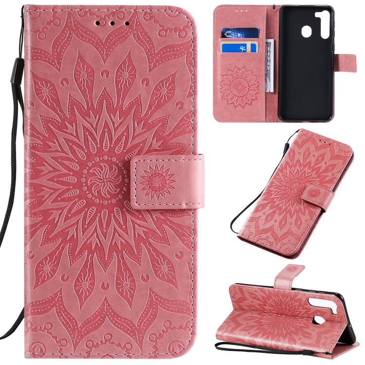 Pressed Printing Sunflower Pattern Horizontal Flip PU Leather Case with Holder & Card Slots & Wallet & Lanyard, For Huawei Enjoy 10e, For Galaxy A01, For Galaxy A21