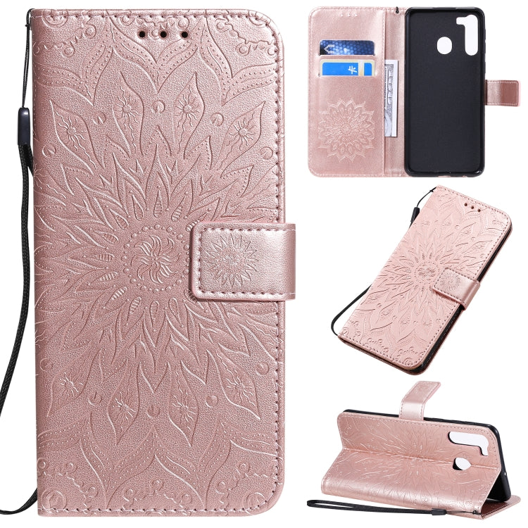 Pressed Printing Sunflower Pattern Horizontal Flip PU Leather Case with Holder & Card Slots & Wallet & Lanyard, For Huawei Enjoy 10e, For Galaxy A01, For Galaxy A21