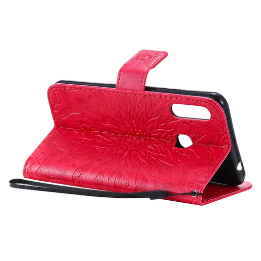 Pressed sunflower pattern leather case with built-in stand holder for Galaxy phones