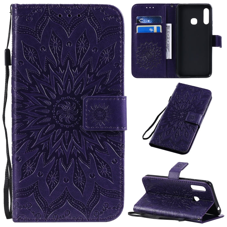 Pressed Printing Sunflower Pattern Horizontal Flip PU Leather Case with Holder & Card Slots & Wallet & Lanyard, For Galaxy A70e, For Galaxy A81 / M60S / Note10 Lite, For Galaxy A91 / M80S / S10 Lite