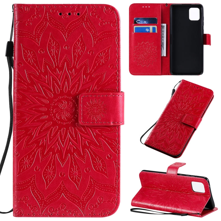 Pressed Printing Sunflower Pattern Horizontal Flip PU Leather Case with Holder & Card Slots & Wallet & Lanyard, For Galaxy A70e, For Galaxy A81 / M60S / Note10 Lite, For Galaxy A91 / M80S / S10 Lite