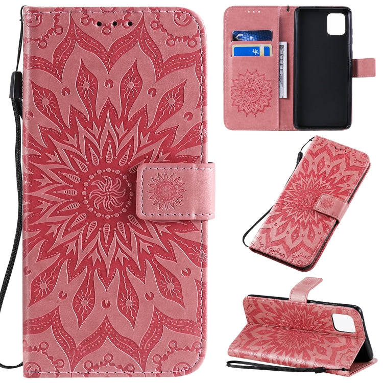 Pressed Printing Sunflower Pattern Horizontal Flip PU Leather Case with Holder & Card Slots & Wallet & Lanyard, For Galaxy A70e, For Galaxy A81 / M60S / Note10 Lite, For Galaxy A91 / M80S / S10 Lite