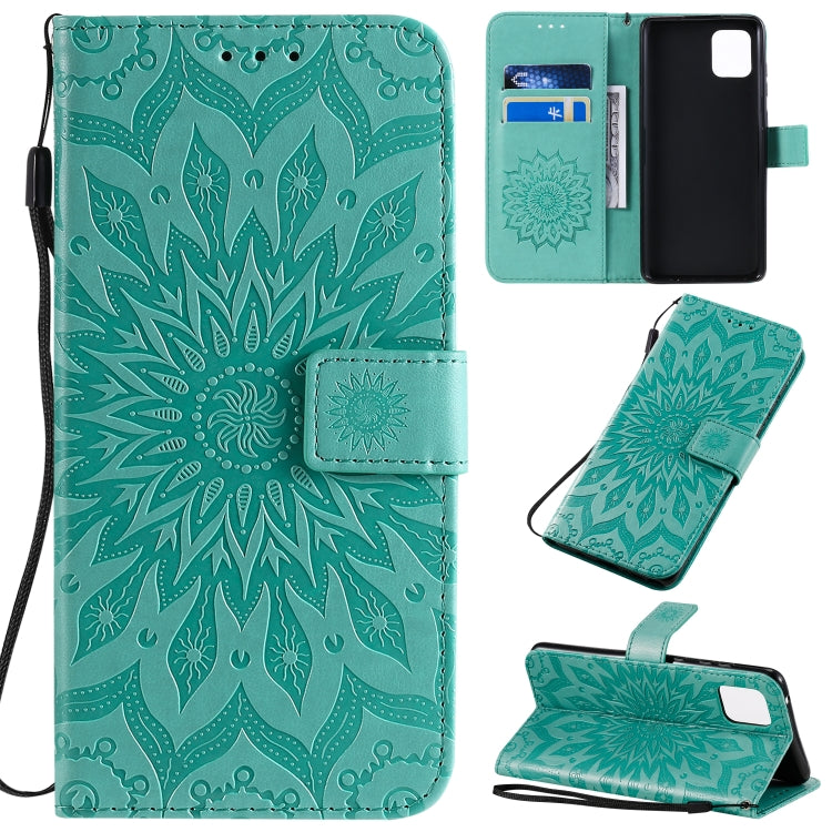 Pressed Printing Sunflower Pattern Horizontal Flip PU Leather Case with Holder & Card Slots & Wallet & Lanyard, For Galaxy A70e, For Galaxy A81 / M60S / Note10 Lite, For Galaxy A91 / M80S / S10 Lite
