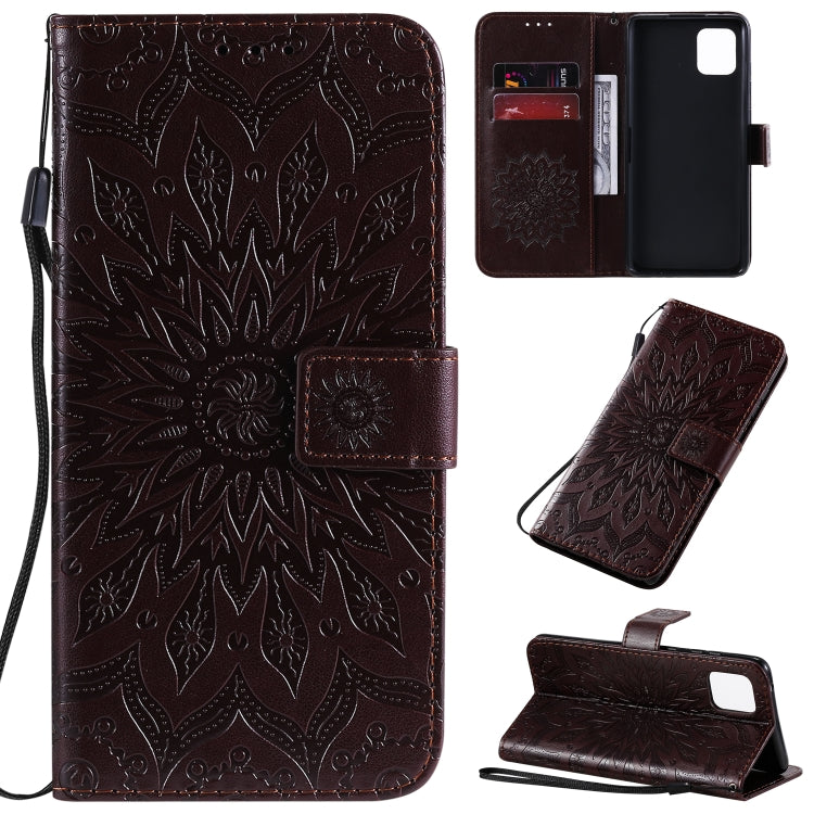 Pressed Printing Sunflower Pattern Horizontal Flip PU Leather Case with Holder & Card Slots & Wallet & Lanyard, For Galaxy A70e, For Galaxy A81 / M60S / Note10 Lite, For Galaxy A91 / M80S / S10 Lite