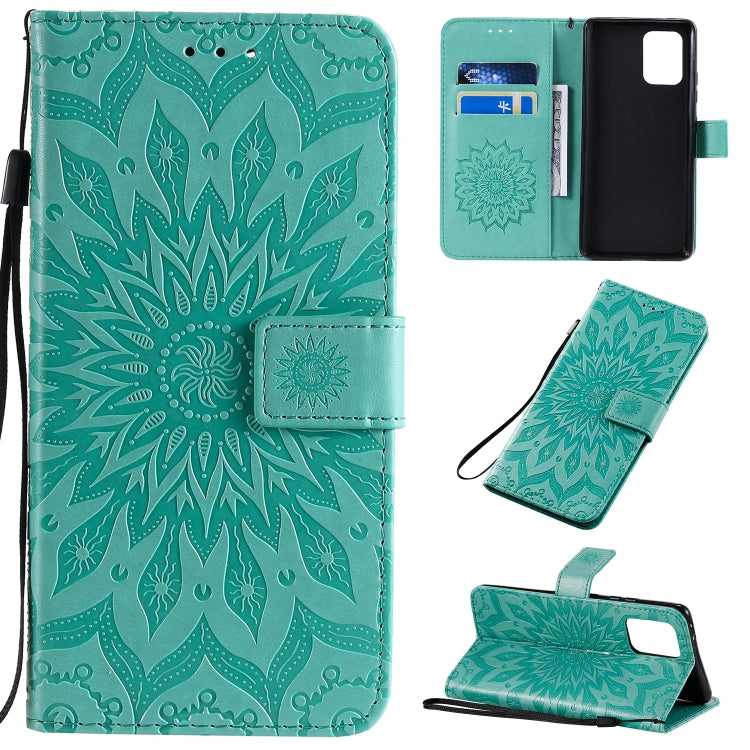 Pressed Printing Sunflower Pattern Horizontal Flip PU Leather Case with Holder & Card Slots & Wallet & Lanyard, For Galaxy A70e, For Galaxy A81 / M60S / Note10 Lite, For Galaxy A91 / M80S / S10 Lite