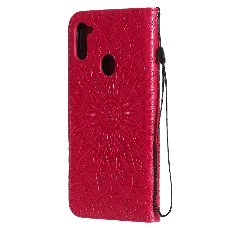 Pressed Printing Sunflower Pattern Horizontal Flip PU Leather Case with Holder & Card Slots & Wallet & Lanyard, For Galaxy M11, For Galaxy M31