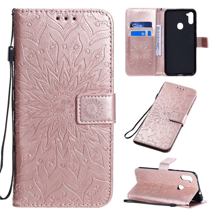 Pressed Printing Sunflower Pattern Horizontal Flip PU Leather Case with Holder & Card Slots & Wallet & Lanyard, For Galaxy M11, For Galaxy M31