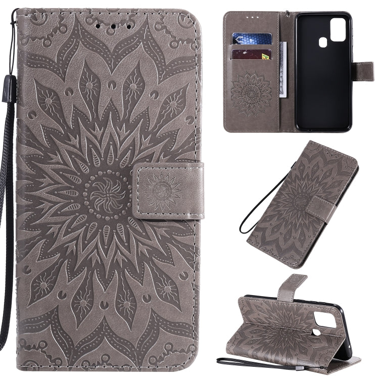 Pressed Printing Sunflower Pattern Horizontal Flip PU Leather Case with Holder & Card Slots & Wallet & Lanyard, For Galaxy M11, For Galaxy M31