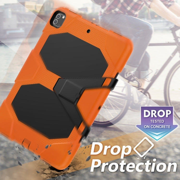 For iPad Pro 12.9 inch (2020) Shockproof Colorful Silicon + PC Protective Case with Holder & Shoulder Strap & Hand Strap & Pen Slot