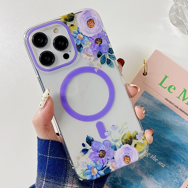 Flowers Dual-side Laminating Magsafe Phone Case, For iPhone 14 Plus, For iPhone 14 Pro, For iPhone 14
