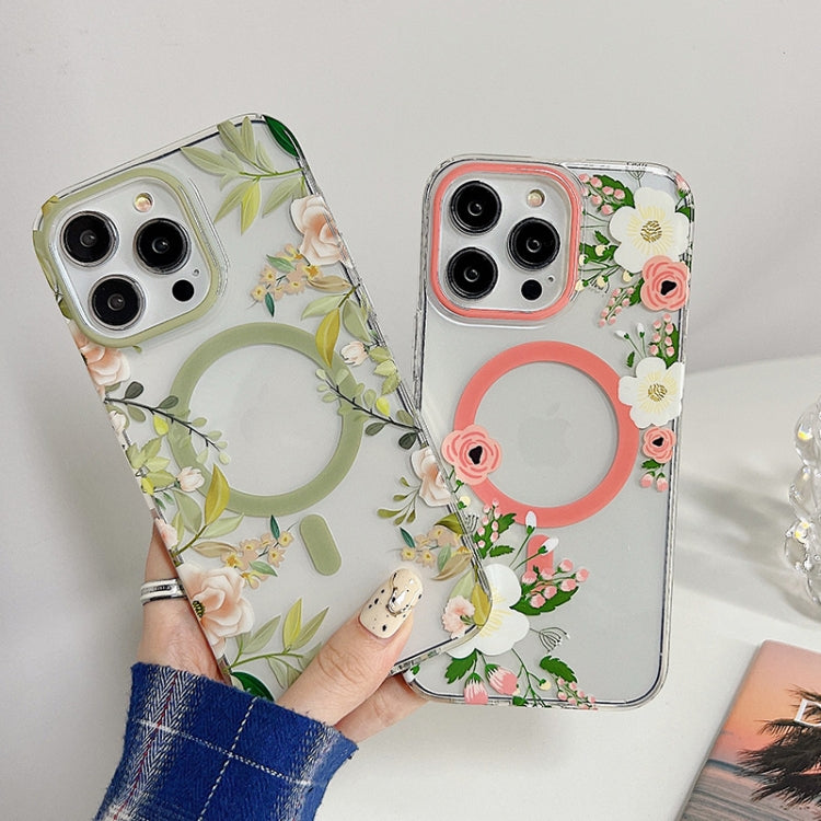 Flowers Dual-side Laminating Magsafe Phone Case, For iPhone 14 Plus, For iPhone 14 Pro, For iPhone 14