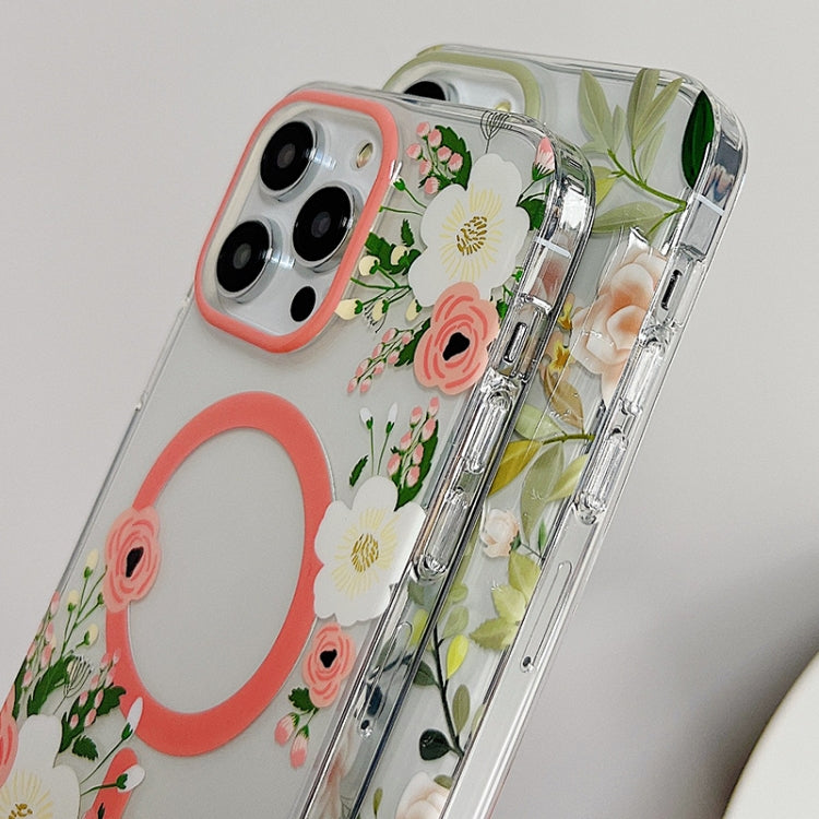 Flowers Dual-side Laminating Magsafe Phone Case, For iPhone 14 Plus, For iPhone 14 Pro, For iPhone 14