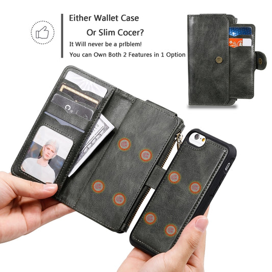 Magnetic leather case with card storage compartments, angled view for iPhone models