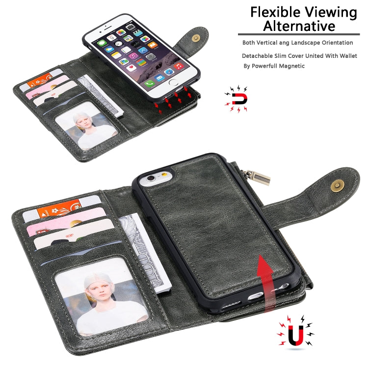 Multifunctional Retro Detachable Magnetic Horizontal Flip Leather Case with Card Slots & Holder & Wallet & Photo Frame, For iPhone 6 / 7 / 8, For iPhone X / XS, For iPhone XR, For iPhone XS Max
