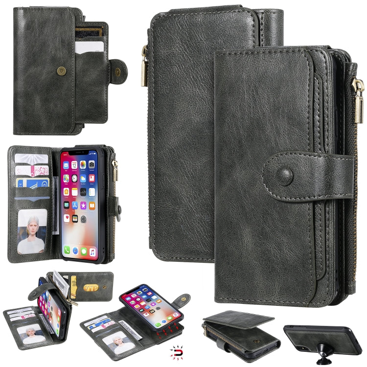 Multifunctional Retro Detachable Magnetic Horizontal Flip Leather Case with Card Slots & Holder & Wallet & Photo Frame, For iPhone 6 / 7 / 8, For iPhone X / XS, For iPhone XR, For iPhone XS Max
