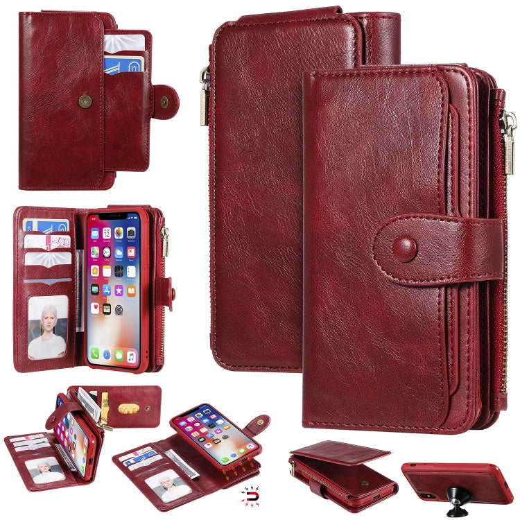Multifunctional Retro Detachable Magnetic Horizontal Flip Leather Case with Card Slots & Holder & Wallet & Photo Frame, For iPhone 6 / 7 / 8, For iPhone X / XS, For iPhone XR, For iPhone XS Max
