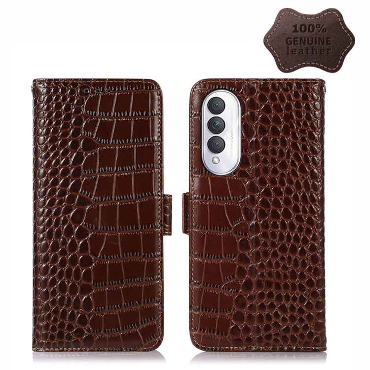 Crocodile Top Layer Cowhide Leather Phone Case, For Honor X20 SE, For Xiaomi Redmi A1+, For Samsung Galaxy A14 5G