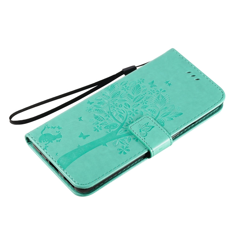 Tree & Cat Pattern Pressed Printing Horizontal Flip PU Leather Case with Holder & Card Slots & Wallet & Lanyard, For OnePlus 8 Pro, For OnePlus 8