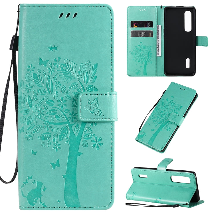 Tree & Cat Pattern Pressed Printing Horizontal Flip PU Leather Case with Holder & Card Slots & Wallet & Lanyard, For OPPO A8 / A31 (2020), For OPPO Find X2 Pro