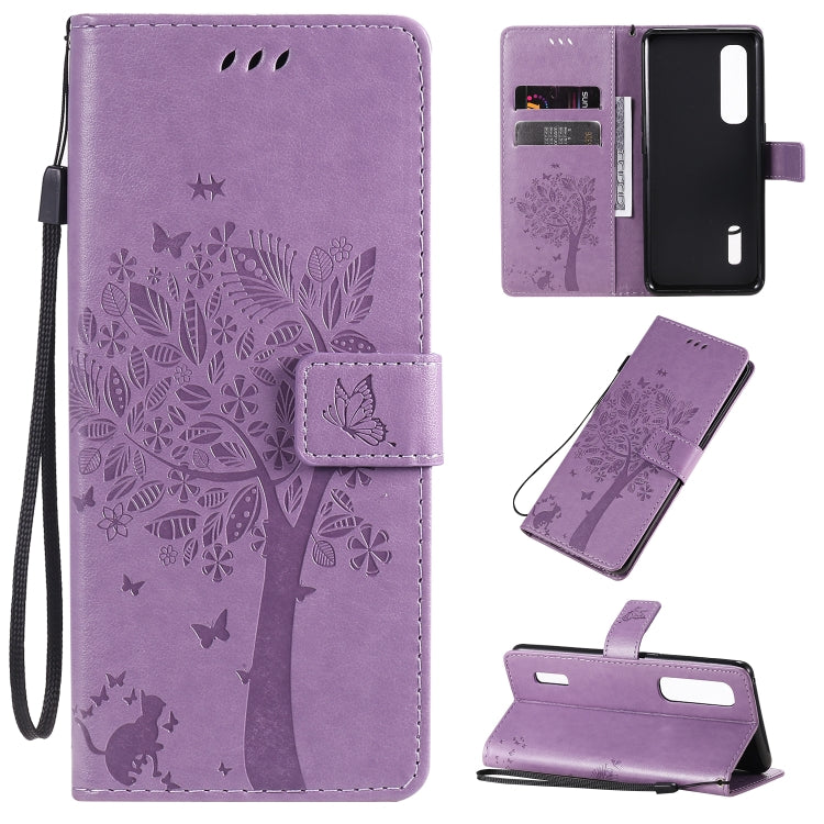 Tree & Cat Pattern Pressed Printing Horizontal Flip PU Leather Case with Holder & Card Slots & Wallet & Lanyard, For OPPO A8 / A31 (2020), For OPPO Find X2 Pro