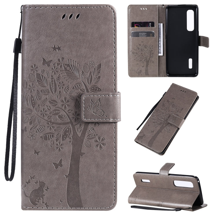 Tree & Cat Pattern Pressed Printing Horizontal Flip PU Leather Case with Holder & Card Slots & Wallet & Lanyard, For OPPO A8 / A31 (2020), For OPPO Find X2 Pro