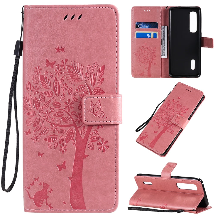 Tree & Cat Pattern Pressed Printing Horizontal Flip PU Leather Case with Holder & Card Slots & Wallet & Lanyard, For OPPO A8 / A31 (2020), For OPPO Find X2 Pro