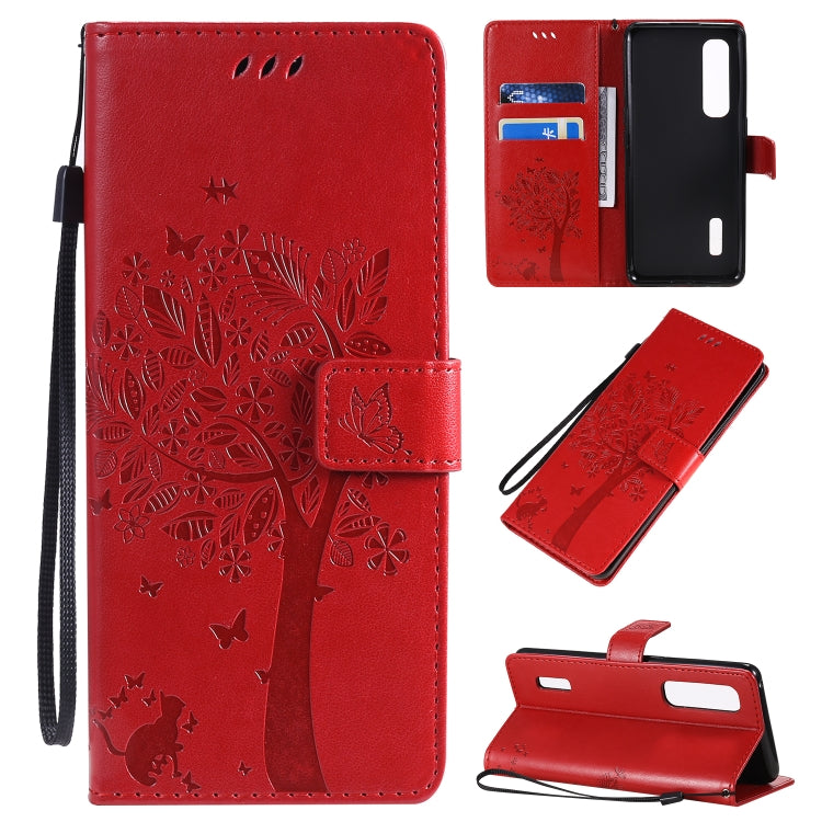 Tree & Cat Pattern Pressed Printing Horizontal Flip PU Leather Case with Holder & Card Slots & Wallet & Lanyard, For OPPO A8 / A31 (2020), For OPPO Find X2 Pro