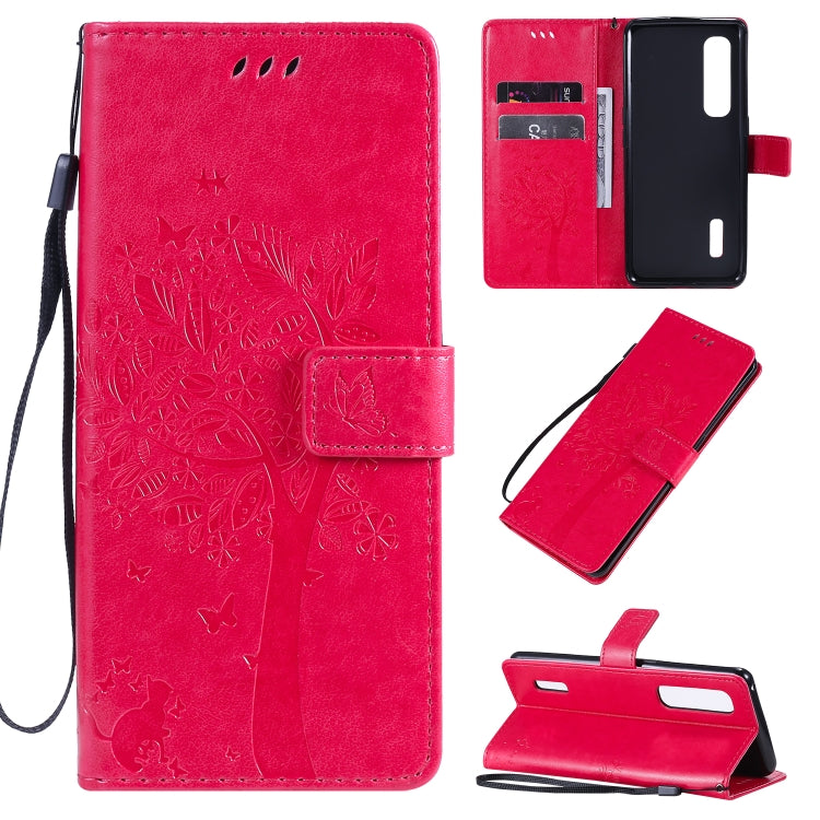 Tree & Cat Pattern Pressed Printing Horizontal Flip PU Leather Case with Holder & Card Slots & Wallet & Lanyard, For OPPO A8 / A31 (2020), For OPPO Find X2 Pro
