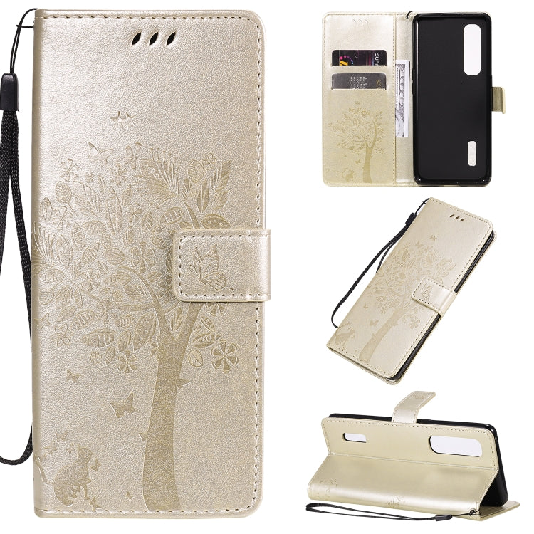 Tree & Cat Pattern Pressed Printing Horizontal Flip PU Leather Case with Holder & Card Slots & Wallet & Lanyard, For OPPO A8 / A31 (2020), For OPPO Find X2 Pro