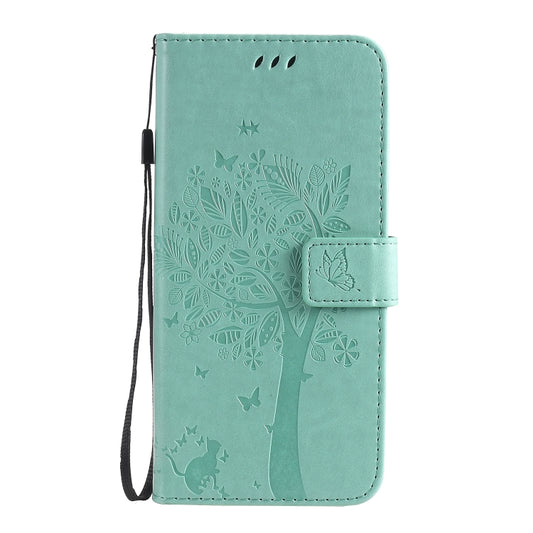 Pressed printing design featuring trees and cats on durable PU leather OPPO case