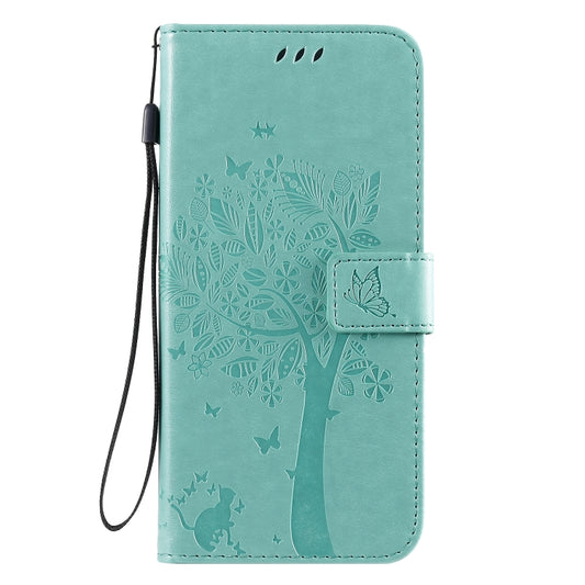 Front view of pressed printing forest cat design wallet case showing tree motif details