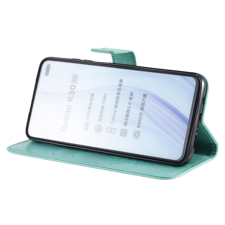 Tree & Cat Pattern Pressed Printing Horizontal Flip PU Leather Case with Holder & Card Slots & Wallet & Lanyard, For Xiaomi Redmi K30, For Huawei P40 Lite / nova 6 SE