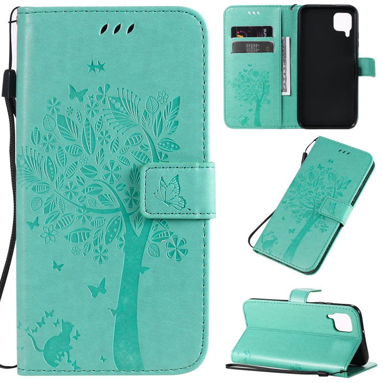 Tree & Cat Pattern Pressed Printing Horizontal Flip PU Leather Case with Holder & Card Slots & Wallet & Lanyard, For Xiaomi Redmi K30, For Huawei P40 Lite / nova 6 SE